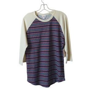 LuLaRoe Red, White, And Blue Arrow Pattern Randy Top Size Large NWT